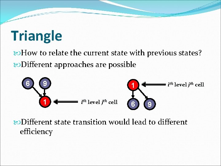 Triangle How to relate the current state with previous states? Different approaches are possible