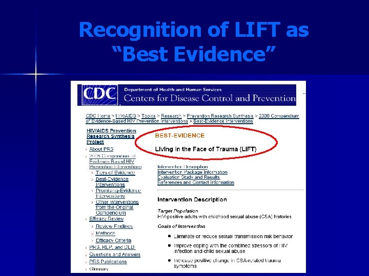 Recognition of LIFT as “Best Evidence” Recognition of LIFT as “Best Evidence”