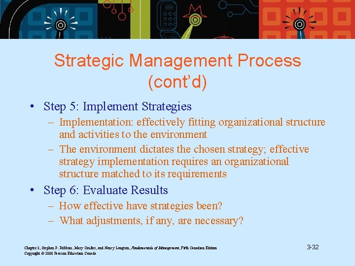 Strategic Management Process (cont’d) • Step 5: Implement Strategies – Implementation: effectively fitting organizational