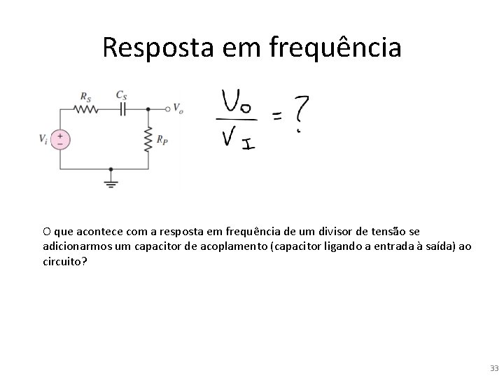 Resposta em frequência O que acontece com a resposta em frequência de um divisor