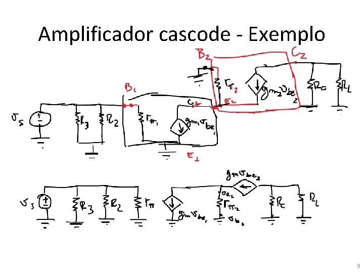 Amplificador cascode - Exemplo 9 