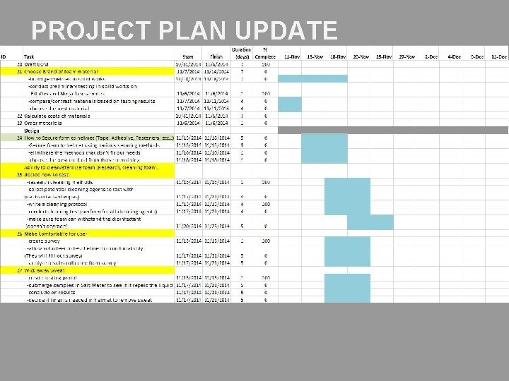 PROJECT PLAN UPDATE 