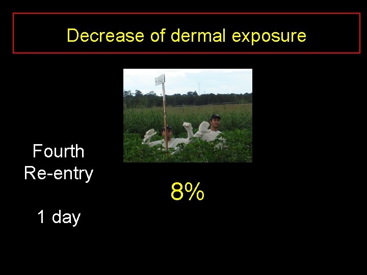 Decrease of dermal exposure Fourth Re-entry 1 day 8% 