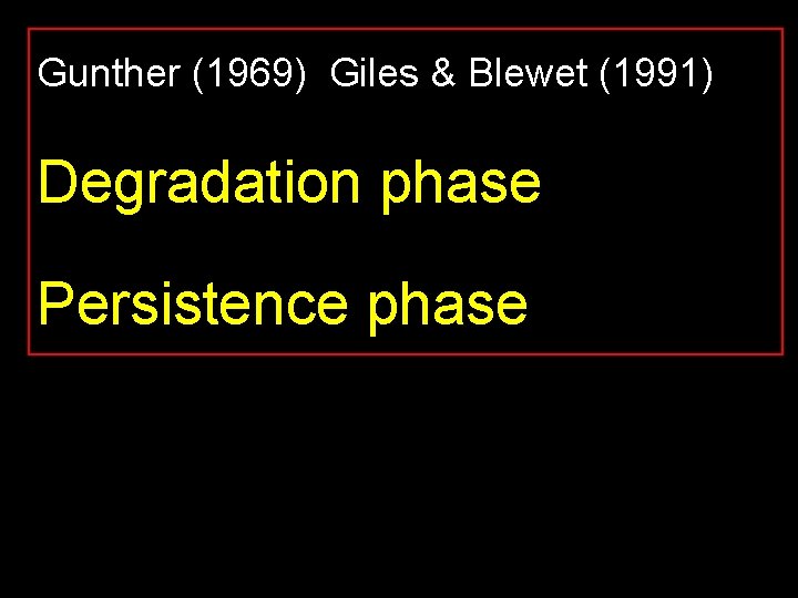 Gunther (1969) Giles & Blewet (1991) Degradation phase Persistence phase 