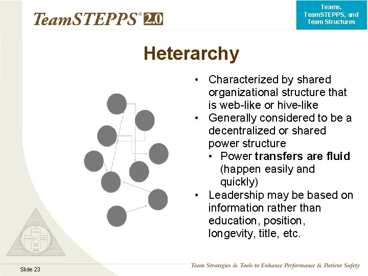 Teams, Team. STEPPS, and Team Structures Heterarchy • Characterized by shared organizational structure that