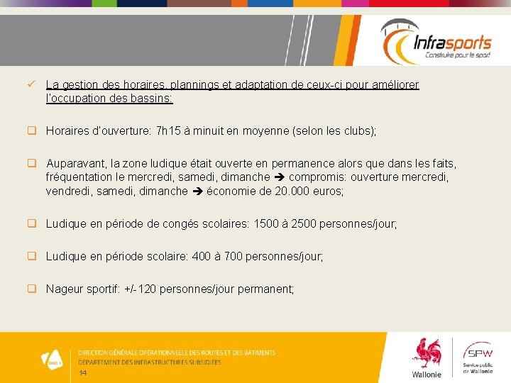 ü La gestion des horaires, plannings et adaptation de ceux-ci pour améliorer l’occupation des