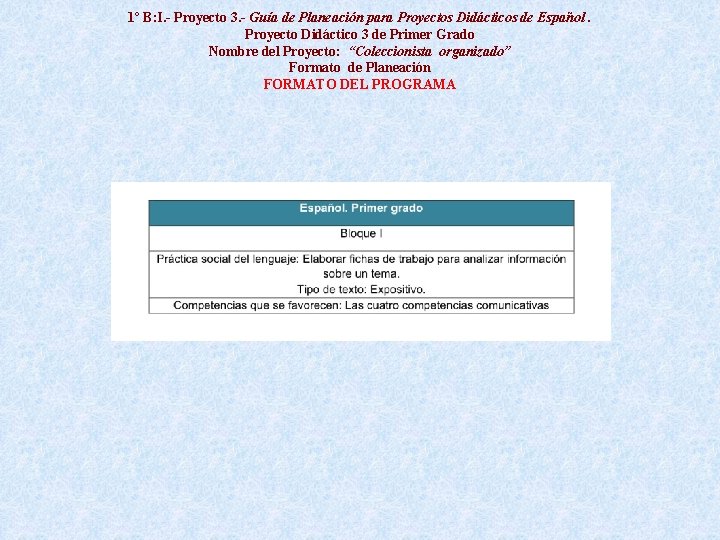 1º B: I. - Proyecto 3. - Guía de Planeación para Proyectos Didácticos de