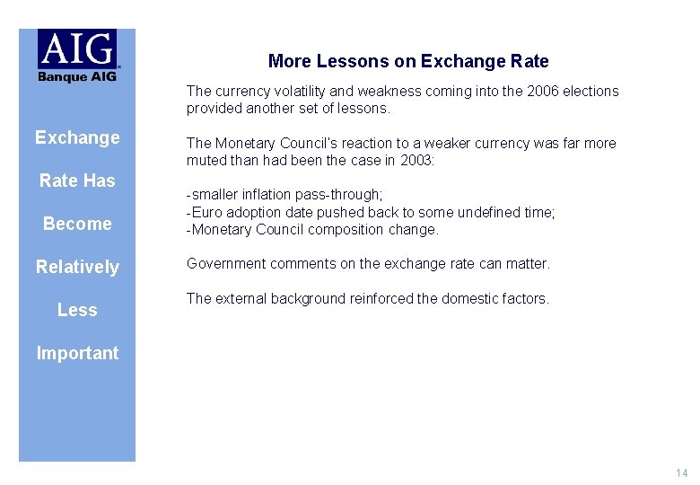 More Lessons on Exchange Rate The currency volatility and weakness coming into the 2006