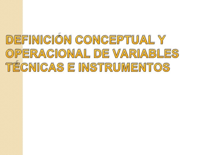 DEFINICIÓN CONCEPTUAL Y OPERACIONAL DE VARIABLES TÉCNICAS E INSTRUMENTOS 