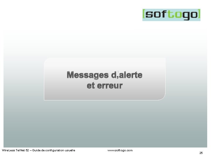 Messages d’alerte et erreur Wire. Less Tel. Net 52 – Guide de configuration usuelle