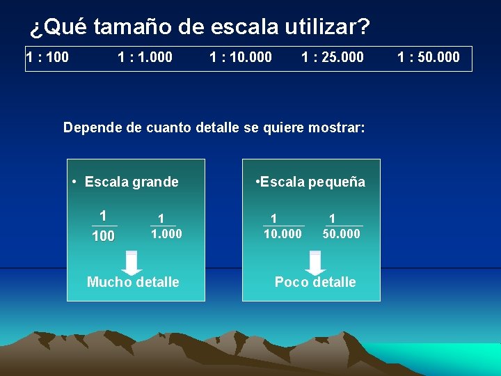¿Qué tamaño de escala utilizar? 1 : 100 1 : 1. 000 1 :