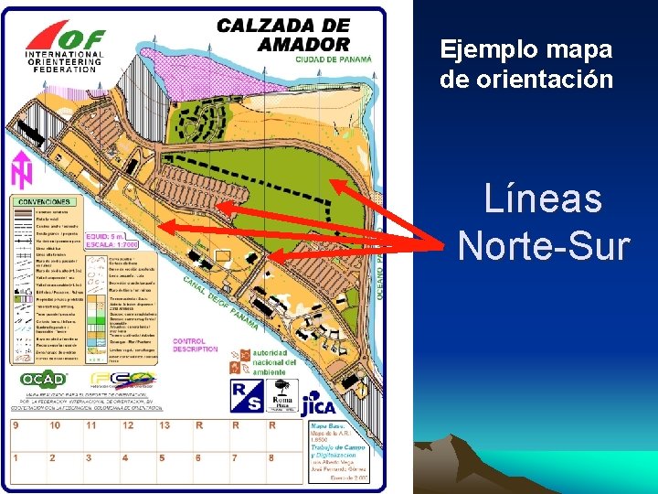 Ejemplo mapa de orientación Líneas Norte-Sur 