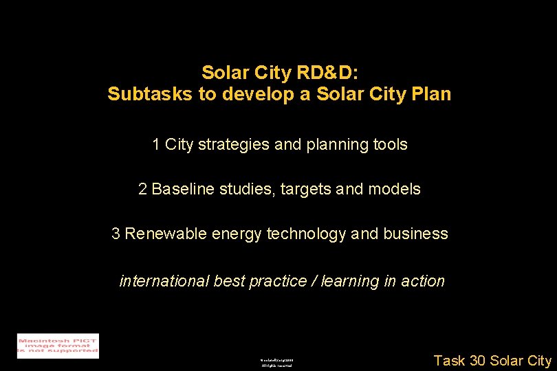 Solar City RD&D: Subtasks to develop a Solar City Plan 1 City strategies and