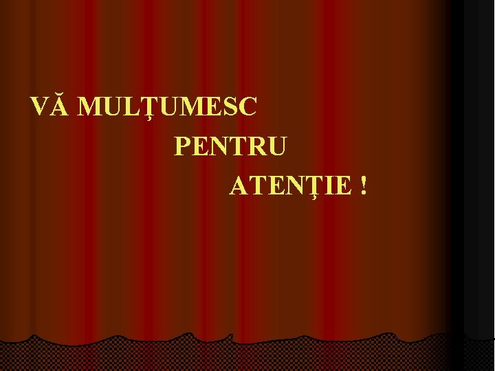 VĂ MULŢUMESC PENTRU ATENŢIE ! 