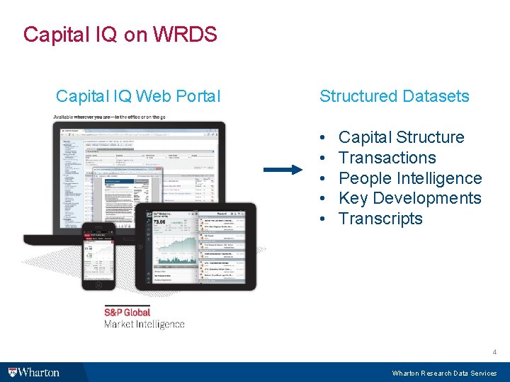 Capital IQ on WRDS Capital IQ Web Portal Structured Datasets • • • Capital Capital IQ on WRDS Capital IQ Web Portal Structured Datasets • • • Capital