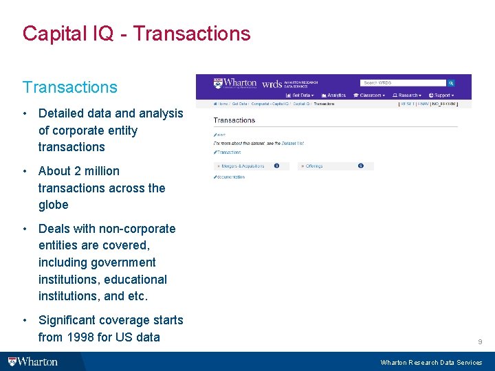 Capital IQ - Transactions • Detailed data and analysis of corporate entity transactions • Capital IQ - Transactions • Detailed data and analysis of corporate entity transactions •