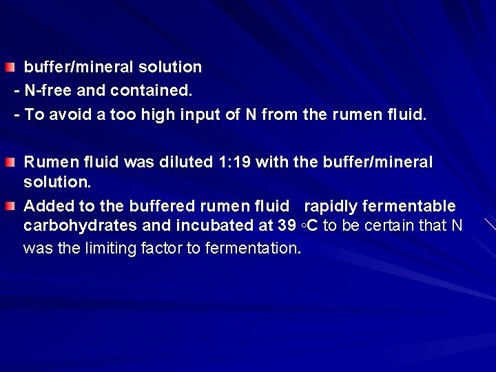 buffer/mineral solution - N-free and contained. - To avoid a too high input of