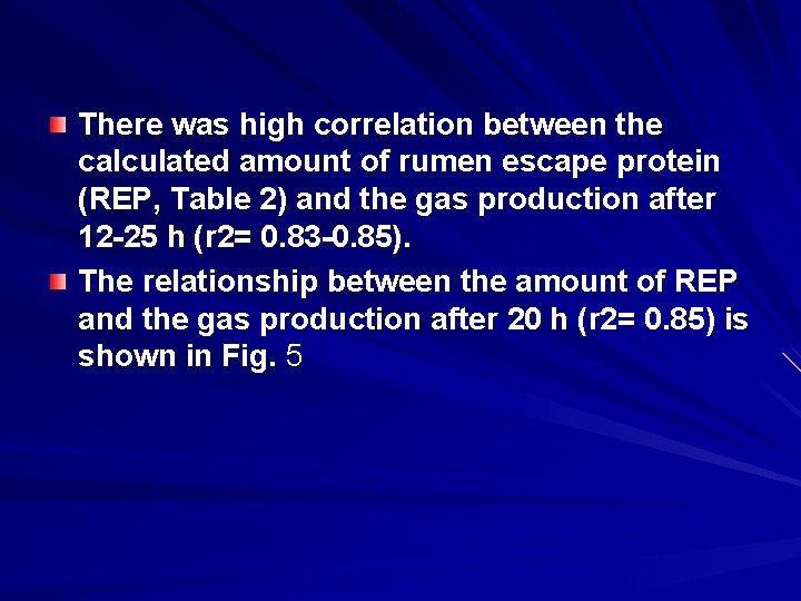 There was high correlation between the calculated amount of rumen escape protein (REP, Table