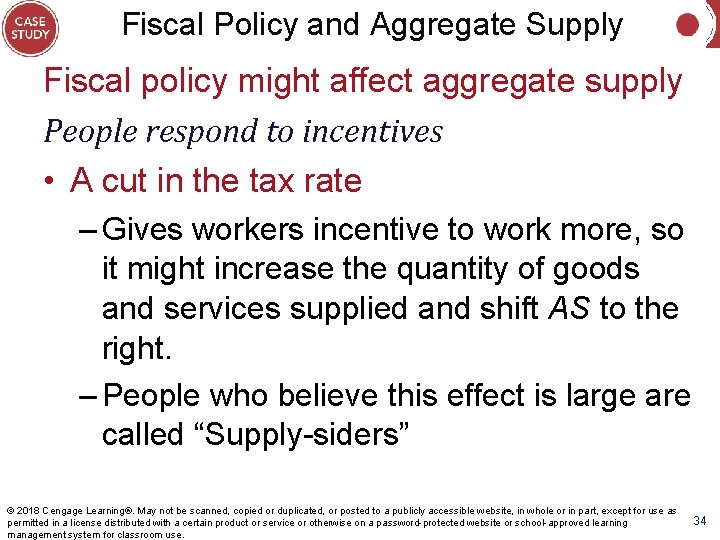 Fiscal Policy and Aggregate Supply Fiscal policy might affect aggregate supply People respond to