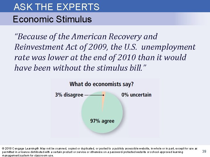 ASK THE EXPERTS Economic Stimulus “Because of the American Recovery and Reinvestment Act of