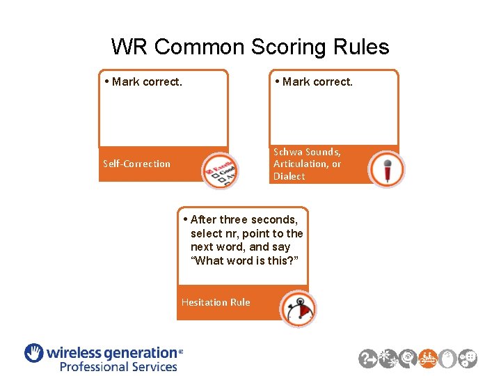 WR Common Scoring Rules • Mark correct. Self-Correction Schwa Sounds, Articulation, or Dialect •