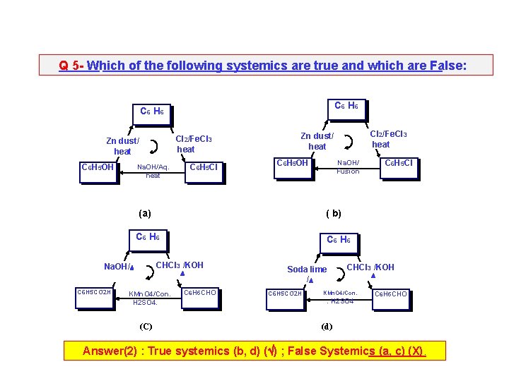 Q 5 - Which of the following systemics are true and which are False: