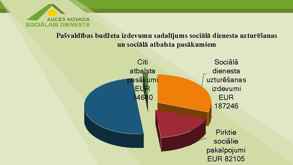 Pašvaldības budžeta izdevumu sadalījums sociālā dienesta uzturēšanas un sociālā atbalsta pasākumiem Citi atbalsta pasākumi