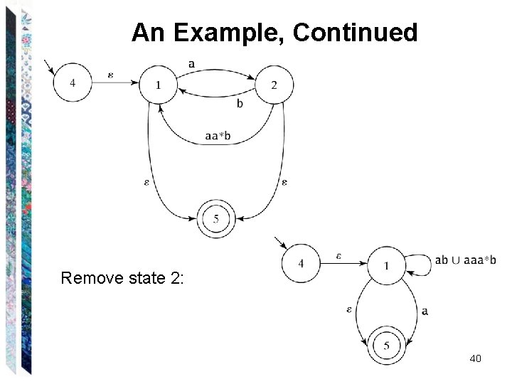 An Example, Continued Remove state 2: 40 