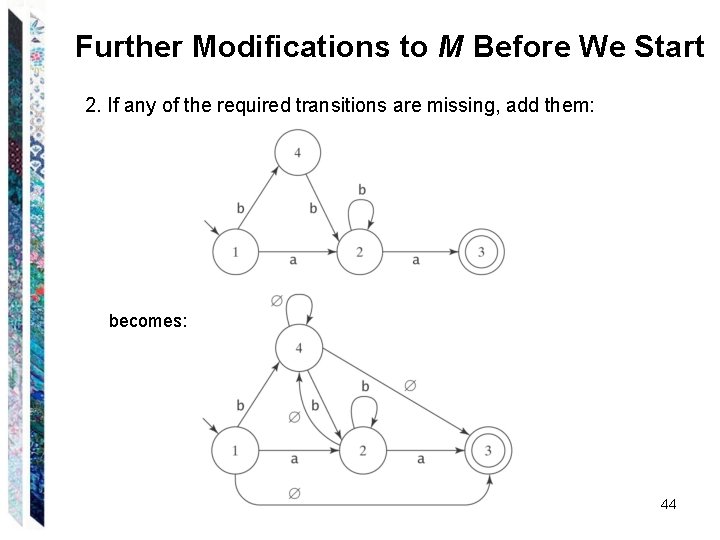 Further Modifications to M Before We Start 2. If any of the required transitions