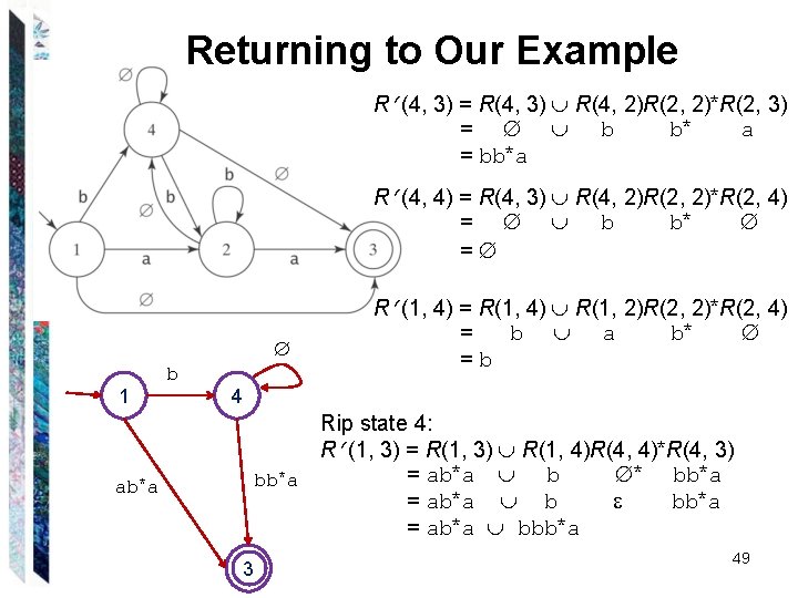 Returning to Our Example R (4, 3) = R(4, 3) R(4, 2)R(2, 2)*R(2, 3)