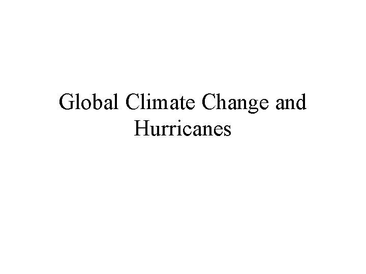 Global Climate Change and Hurricanes 
