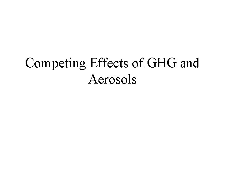 Competing Effects of GHG and Aerosols 