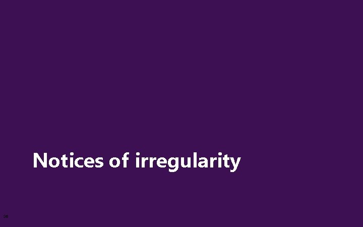 Notices of irregularity 36 Notices of irregularity 36