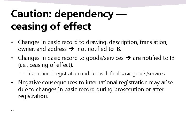 Caution: dependency — ceasing of effect • Changes in basic record to drawing, description, Caution: dependency — ceasing of effect • Changes in basic record to drawing, description,