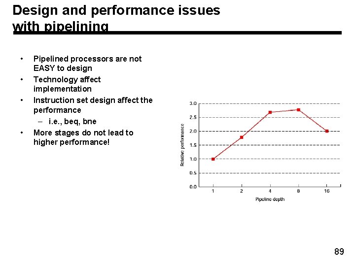 Design and performance issues with pipelining • • Pipelined processors are not EASY to