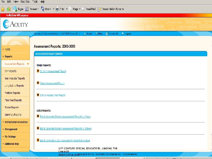 21 ST CENTURY SPECIAL EDUCATORS: LEADING THE CHANGE! WVDE SETLA 2009 21 ST CENTURY SPECIAL EDUCATORS: LEADING THE CHANGE! WVDE SETLA 2009