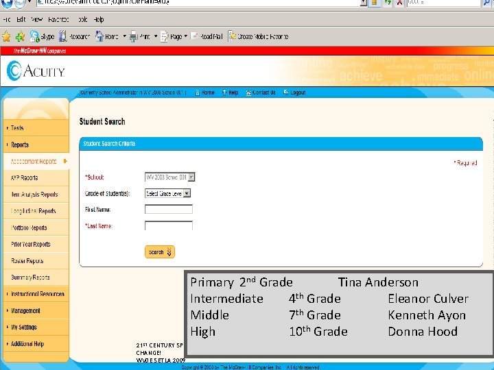Primary 2 nd Grade Tina Anderson Intermediate 4 th Grade Eleanor Culver Middle 7 Primary 2 nd Grade Tina Anderson Intermediate 4 th Grade Eleanor Culver Middle 7