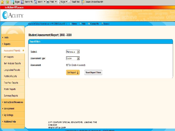 21 ST CENTURY SPECIAL EDUCATORS: LEADING THE CHANGE! WVDE SETLA 2009 21 ST CENTURY SPECIAL EDUCATORS: LEADING THE CHANGE! WVDE SETLA 2009