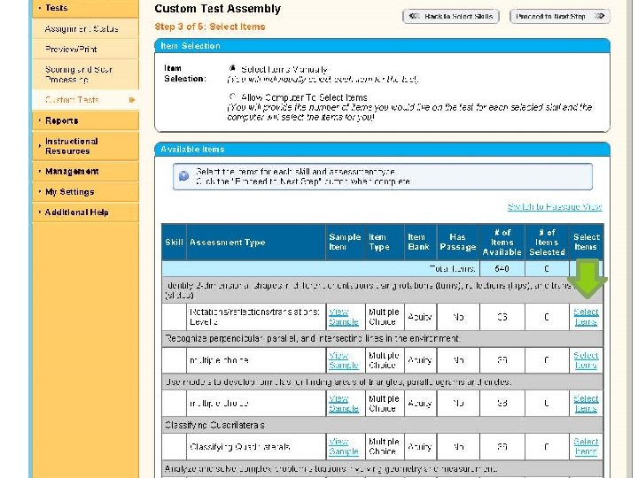 ASSIGN CUSTOM TEST: STEP 4 ASSIGN CUSTOM TEST: STEP 4