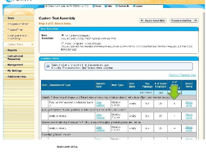 WVDE 2009 SETLA WVDE 2009 SETLA