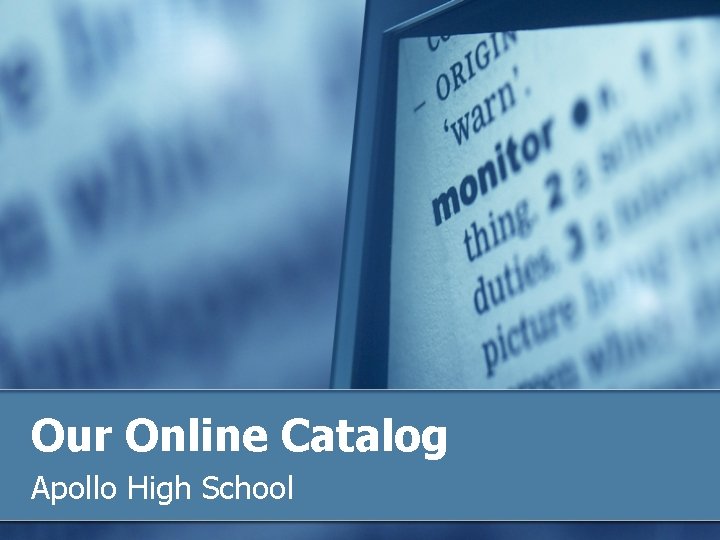 Our Online Catalog Apollo High School 