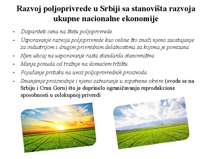 Razvoj poljoprivrede u Srbiji sa stanovišta razvoja ukupne nacionalne ekonomije - Dispariteti cena na