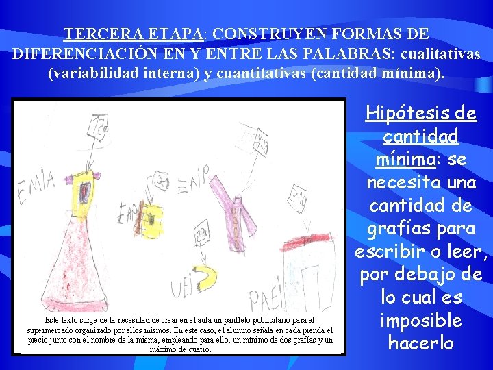 TERCERA ETAPA: CONSTRUYEN FORMAS DE DIFERENCIACIÓN EN Y ENTRE LAS PALABRAS: cualitativas (variabilidad interna)