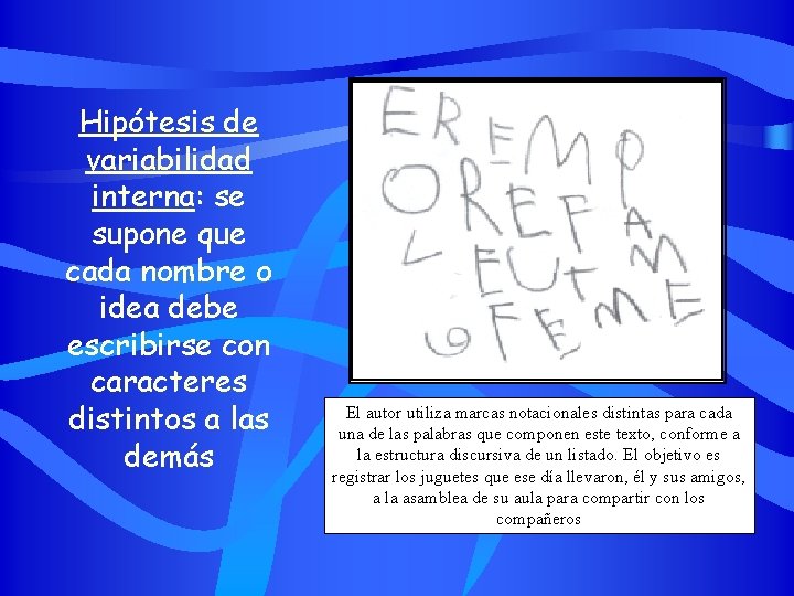 Hipótesis de variabilidad interna: se supone que cada nombre o idea debe escribirse con