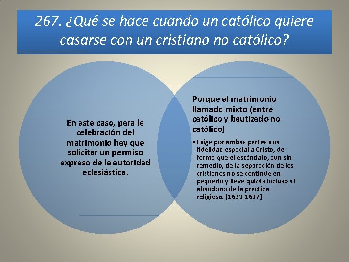 267. ¿Qué se hace cuando un católico quiere casarse con un cristiano no católico?