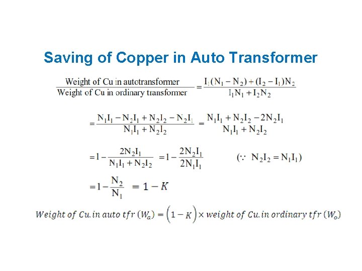 Saving of Copper in Auto Transformer 