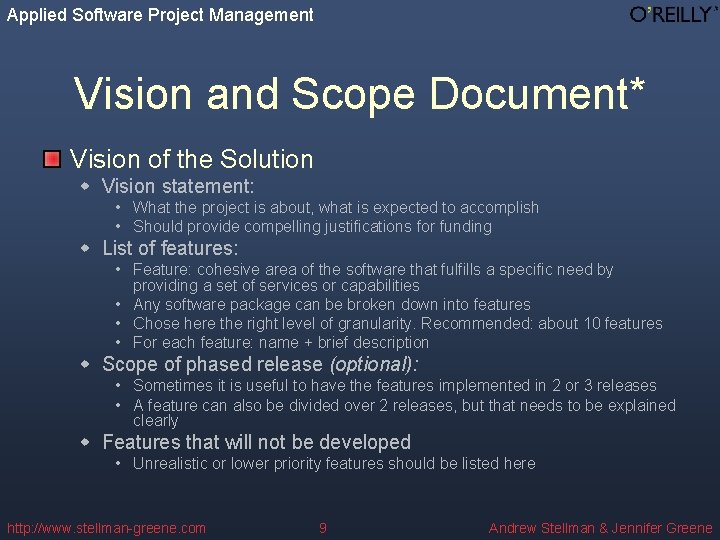 Applied Software Project Management Vision and Scope Document* Vision of the Solution w Vision