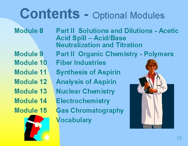 Contents - Optional Modules Module 8 Module 9 Module 10 Module 11 Module 12 Contents - Optional Modules Module 8 Module 9 Module 10 Module 11 Module 12