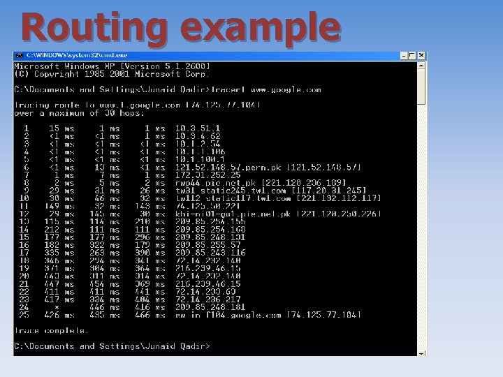 Sample Routing Lecture 6 Communication Networks s y a d