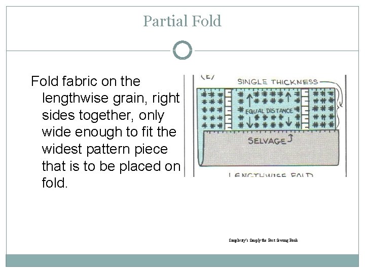 Partial Fold fabric on the lengthwise grain, right sides together, only wide enough to